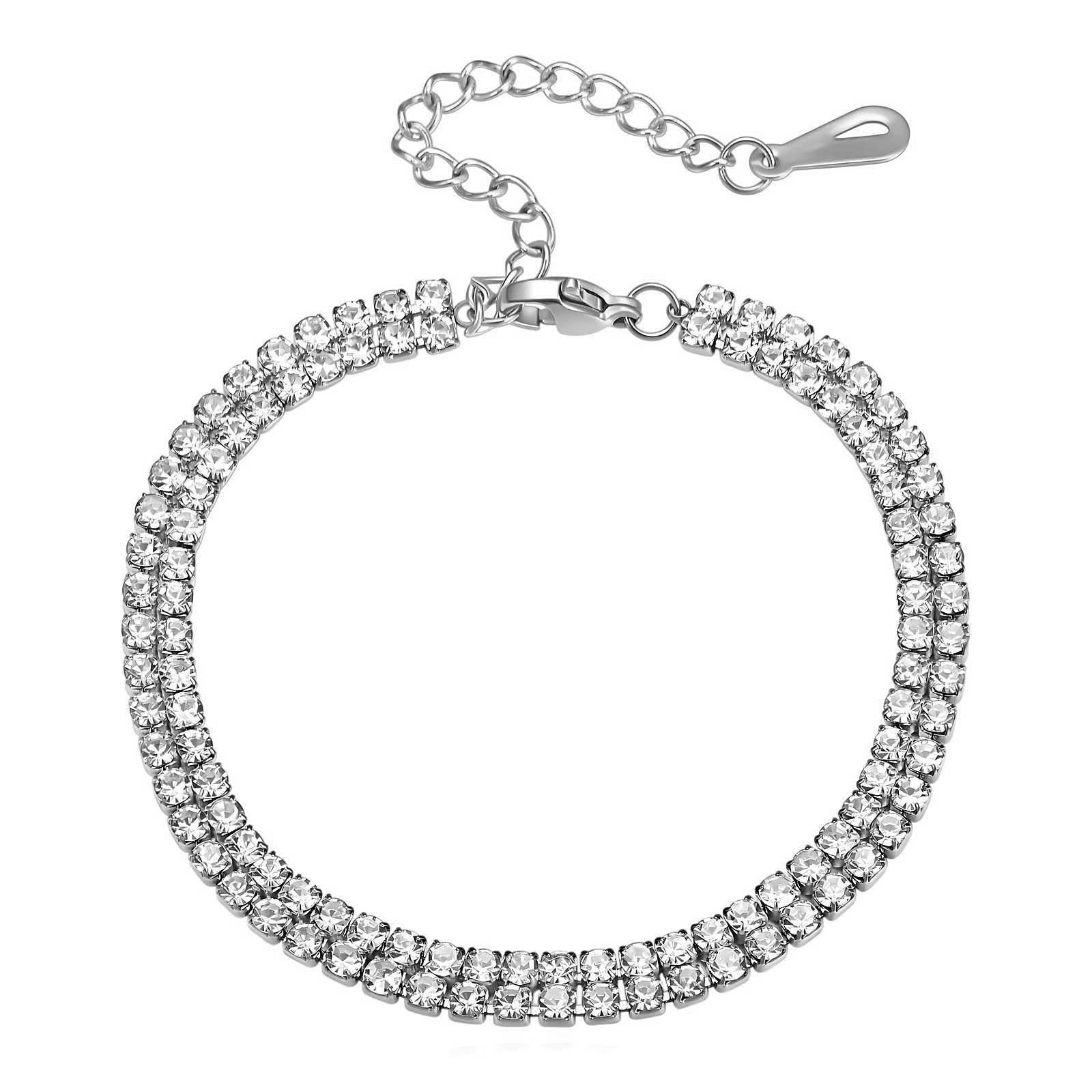 Double Row Crystal Tennis Bracelet