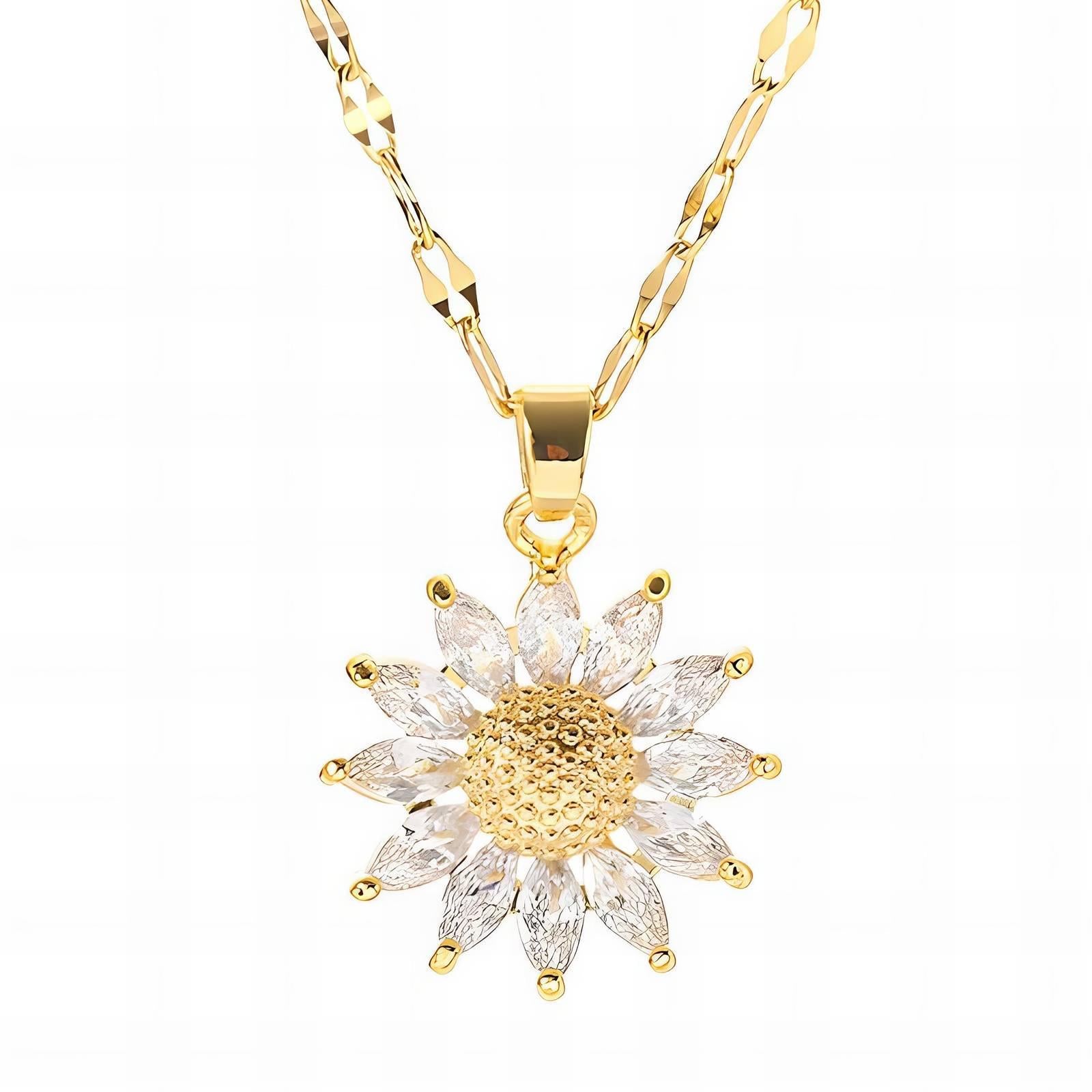 Golden Daisy Glow Pendant Necklace