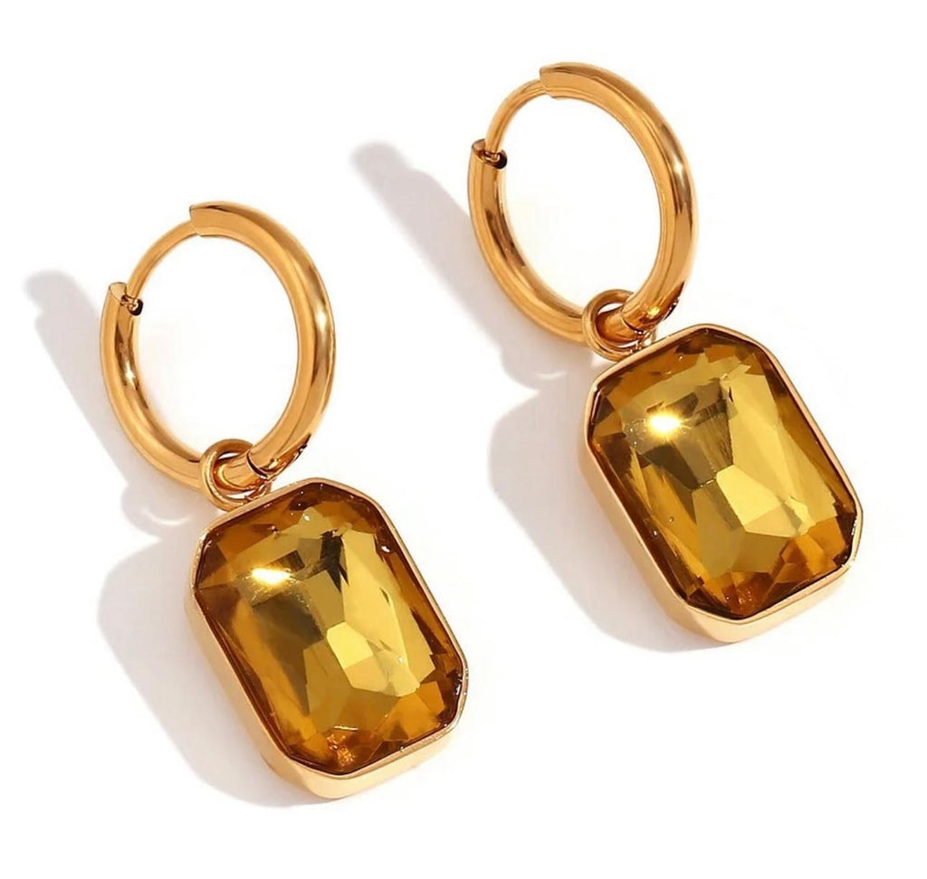 Elegance Stones Collection Hoop Earrings