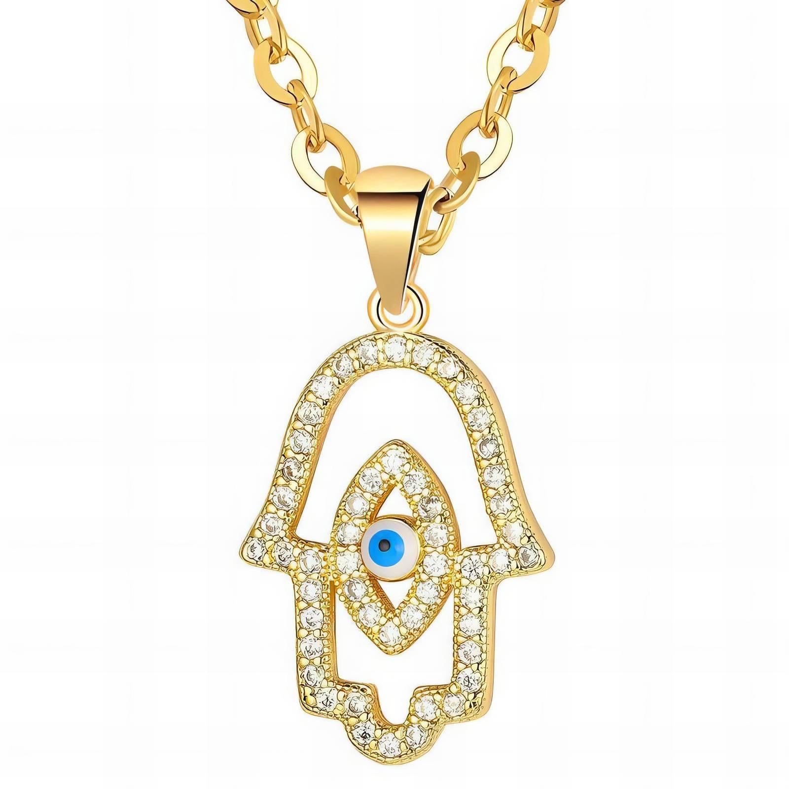 Guardian Hamsa Evil Eye Pendant Necklace