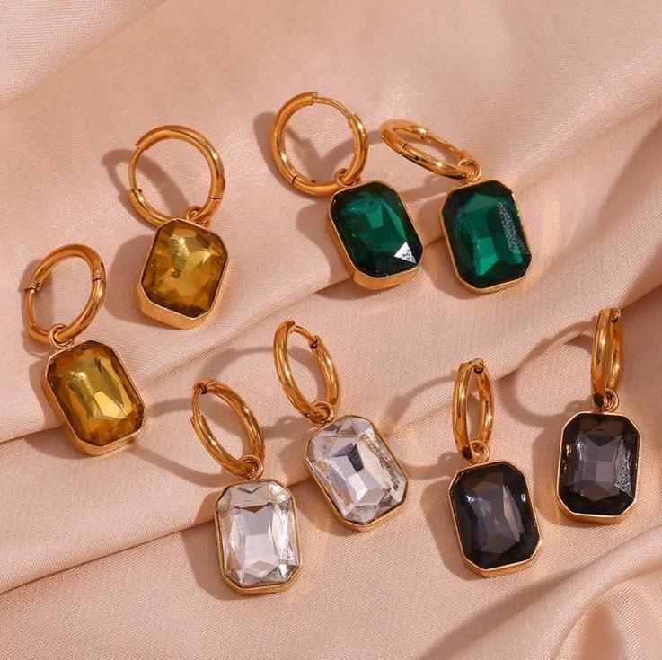 Elegance Stones Collection Hoop Earrings