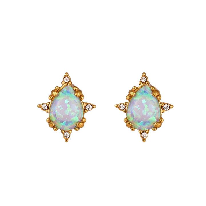 Opal Star Stud Earrings